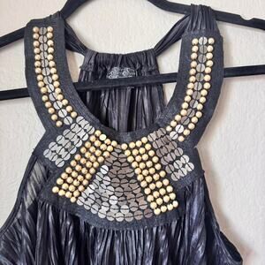 Y2k style pleated beaded top size medium
